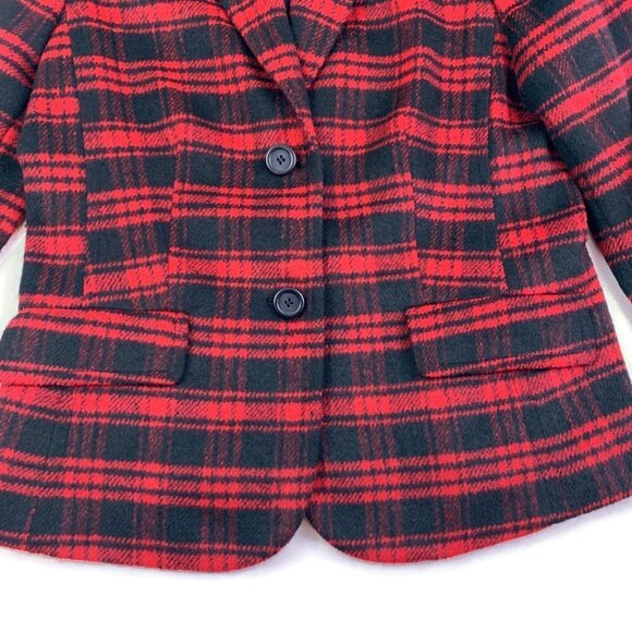 Talbots Wool Blend Red/Black Plaid Blazer Women's Size 10 Petite - Picture 3 of 8